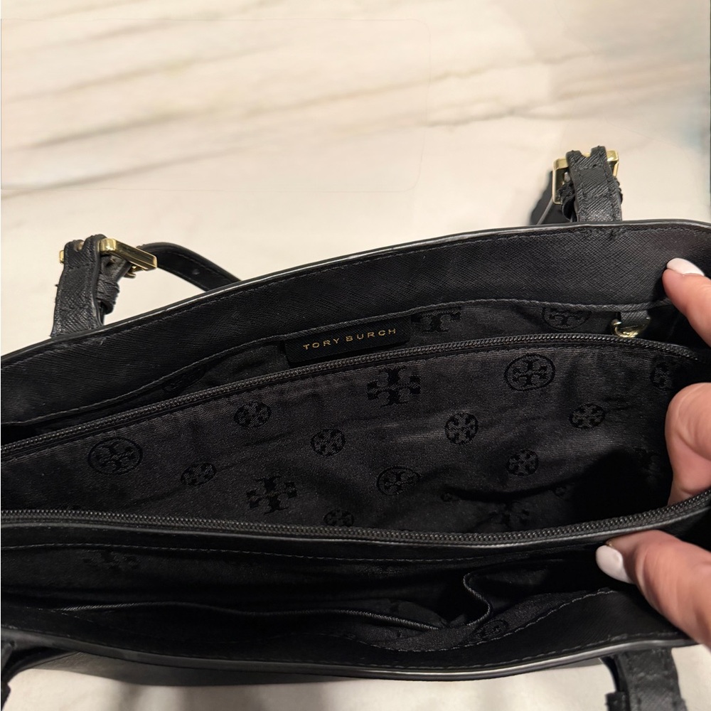 Tory Burch Black Saffiano Leather Tote - Picture 2 of 3